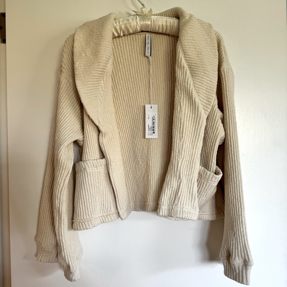 NWT Rachel Pally Tess Cardigan Sweater XL Oatmeal tan beige neutrals ribbed - Picture 2 of 9